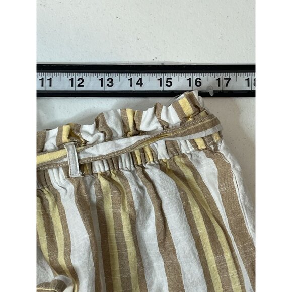 Mlle Gabrielle Plus 2X Cropped Pants Yellow White Striped High Rise Cotton - Picture 8 of 14